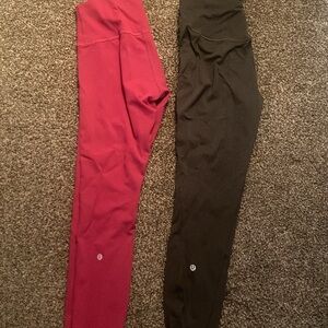 Lululemon Athletica Performance Leggings Berry Red and Olive Green